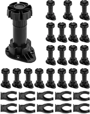 Verstellbare Möbelbeine Set mit 20 - Küchenfüße mit 10 Basisclips - 100-120mm