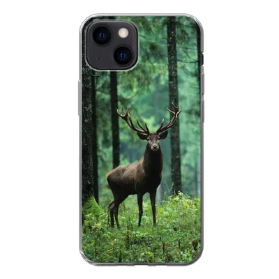 Produktbild von MuchoWow® Handyhülle Schutzhülle Hülle für iPhone 13 mini Hirsche - Wald - Bäume - Tiere - Natur Silikon Softcase Handy Hülle - Softcase