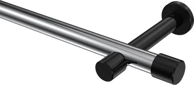 Produktbild von Interdeco Gardinenstange / Vorhangstange Chrom / Schwarz, Typ Prestige Santo (Kappe) ohne Ringe, 20 mm Ø 1-läufig, 120 cm