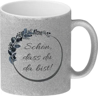 Produktbild von Schön, dass du da bist! Glitzer-Kaffeebecher Besonders geeignet zum Brunch, zum