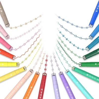 Produktbild von Textmarker Set 18 Farben Doppelspitze mit Musterroller Fineliner für Notizen & Planer
