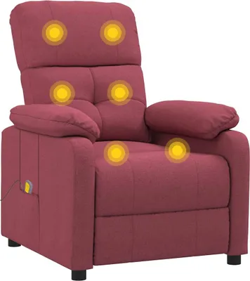 Image de vidaXL Fauteuil de massage vin rouge tissu