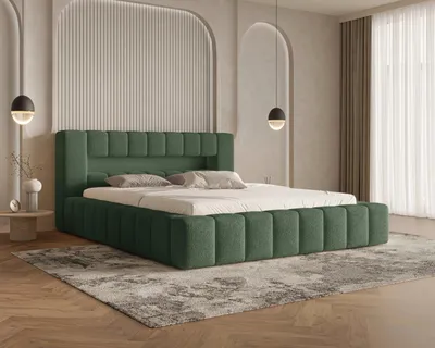 Image de Chilly Möbel Design Lit Beverly - Lit rembourré avec coffre, cadre en métal, USB-C et éclairage LED RGB 140x200 cm / Bouclé / Vert