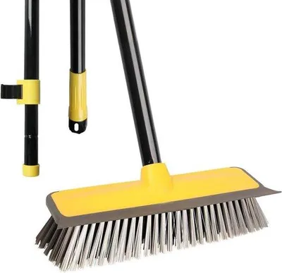 Obrázok produktu pre 152 cm dlhá teleskopická tyč s kefou a tuhými štetinami do kúpeľne a na záhradu – žltá