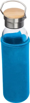 Produktbild von Flasche aus Glas mit Neoprenüberzug / 600ml / Neoprenfarbe: hellblau
