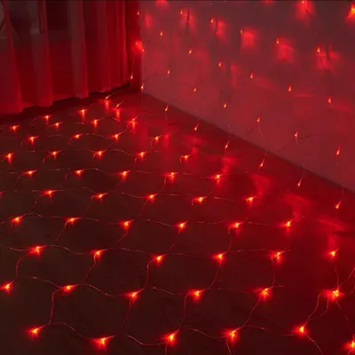 Produktbild von 3X2M LED Lichternetz Lichtervorhang Innen Party Garten Lichterkette Weihnachtsbeleuchtung, Rot