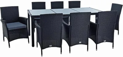 Produktbild von Polyrattan Sitzgruppe Gartenmöbel Set für 8 Personen Rattan Gartenset Schwarz