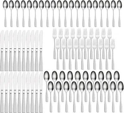 Imagen del producto de Juego de cubiertos de 160 piezas para 40 personas, de acero inoxidable, apto para lavavajillas
