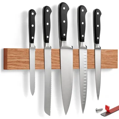 Immagine prodotto di Porta coltelli magnetico in legno di quercia - 40 cm