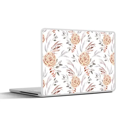 Produktbild von MuchoWow® Laptop Aufkleber Sticker Cover Rosen - Blätter - Weiß 40x30 cm - Laptop Dekoration - Selbstklebend