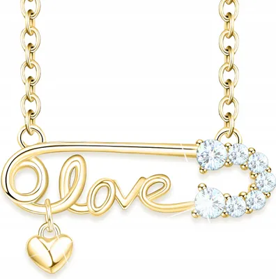 Immagine prodotto di Collana in oro con la scritta "I love you" e zirconi pendenti a forma di cuore, argento Sterling 925