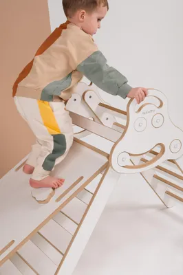 Produktbild von Montessori Pikler-Dreieck Kletterdreiecke + große WÖLKCHEN Rutsche