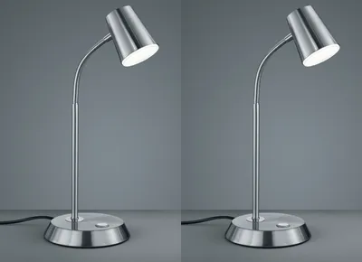 Produktbild von Flexible LED Schreibtischlampe 2er Set Nickel matt 6,9W - Leselampe Schlafzimmer
