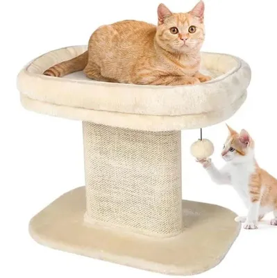 Obrázek produktu pro Škrabadlo pro kočky s plyšovým potahem, 50 cm, béžové