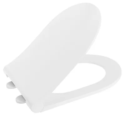 A white toilet seat and lid, shown from a slightly elevated angle.