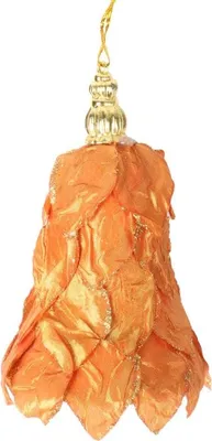 Zdjęcie produktu dla Pomarańczowa bombka w kształcie dzwonka z brokatowym wykończeniem 12 cm