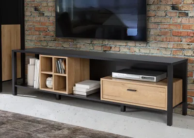 Produktbild von FORTE HIGH ROCK TV Unterschrank rechts mit 1 Schublade, Holzwerkstoff, Schwarz /