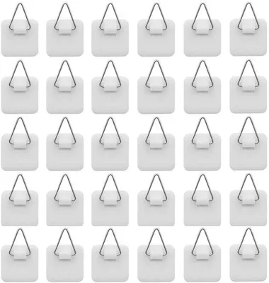 Image de Crochets en plastique et métal, 30 pièces, 2,5 x 2,5 cm, invisibles, pour photos et cadres