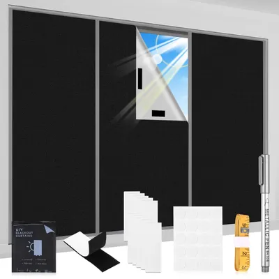 Verdunkelungsfolie 200x145 cm, schwarz, lichtdicht, ohne Bohren