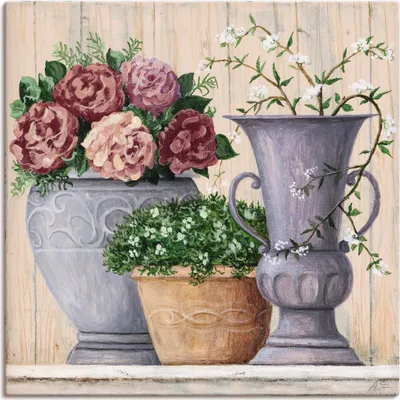 Produktbild von ARTland Leinwandbild Antike Blumen_hell Größe: 50x50 cm