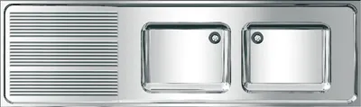Obrázok produktu pre KWC AR komerčný drez, MAXIMA, nerezová oceľ, 2 misy, 2000x432x600 mm, odkapávač vľavo