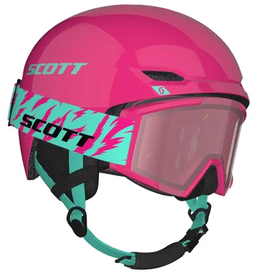 Produktbild von Scott Kinder Skihelm + Skibrille Keeper 2, Shield Junior, Blau/Grau, Neonpink / Minzgrün, S
