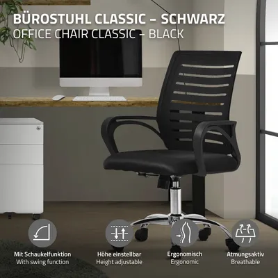 Obrázok produktu pre Ergonomická kancelárska stolička ML-Design, čierna, 360° otočná stolička s kolieskami