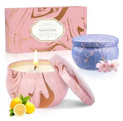 Produktbild von Duftkerzen Geschenkset 2 Stück Sojawachs Aromatherapie Zitrone & Frühling