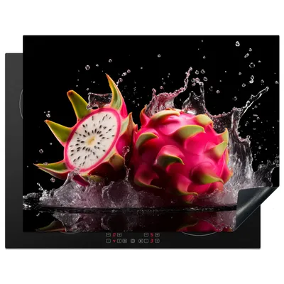 Produktbild von KitchenYeah© Herdabdeckplatte Drachenfrucht - Schwarz - Wasser - Frucht - Frucht , 77x59cm, Küche Deko, Glaskeramikkochfeld Herdabdeckung, Abdeckplatte fùr Kochfeld