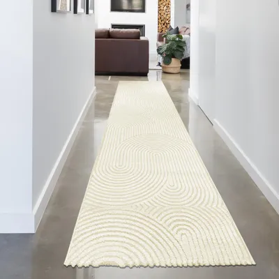 Obrázek produktu pro Moderní koberec do obývacího pokoje se vzorem mašle v krémové barvě - 80 x 300 cm