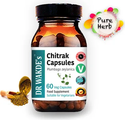 Produktbild von DR WAKDE'S Chitrak Kapseln (Plumbago zeylanica) | 60 Vegi Caps | Ayurveda-Supplement | Vegan | 100% Kruter | Mengenrabatte | Am selben Tag Versand