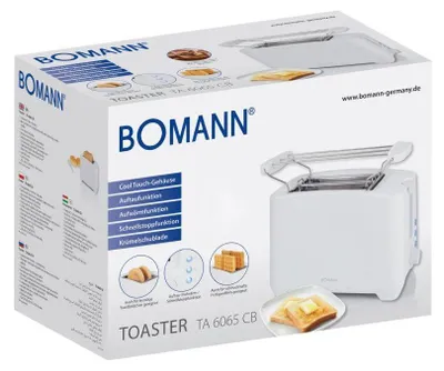 Obrázok produktu pre Bomann TA 6065 CB, 2 krajcov, Biela, Tlačidlá, Otočné, 750 W, 220 - 240 V, 650 W