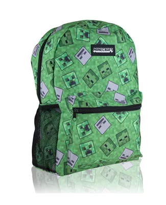 A Minecraft-themed backpack is shown against a white background.