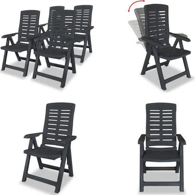Image de vidaXL Chaises longues de jardin 4 pcs. Anthracite - Chaise de jardin - Chaises de jardin - Chaise pliante