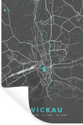 Produktbild von MuchoWow® Wandtattoo Wandsticker Wandaufkleber Deutschland - Blau - Zwickau - Stadtplan - Karte 40x60 cm Selbstklebend und Repositionierbar - Wierderverwendbar - Selbstklebend