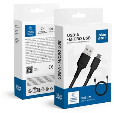 Productafbeelding van Blue Star, USB-naar-Micro-USB oplaad- en synchronisatiekabel, zwart
