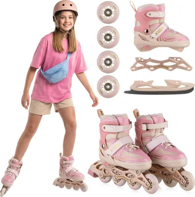 Produktbild von Xride® 4-in-1 Inline Skates Kinder - Rollschuhe - Tri-Skates - Schlittschuhe - für Mädchen - ABEC 7 Lager - Große 35-38