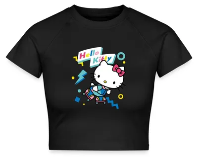 Produktbild von Spreadshirt Hello Kitty 90er Stil Mit Rollschuhen Crop Top, L, Schwarz