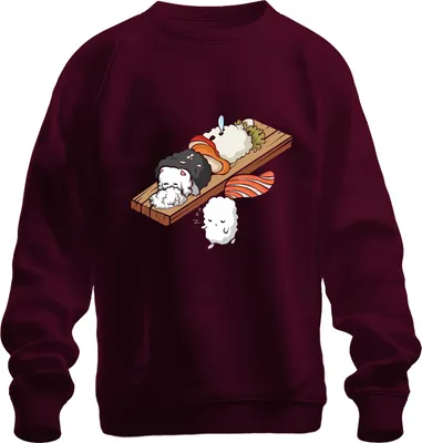 Immagine prodotto di Kawaii Sushi Cute Onigiri Nigiri Cat Cartoon Japan Anime Felpa Unisex, Borgogna, M
