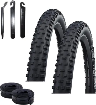 Produktbild von 2 x Schwalbe Tough Tom Fahrradreifen K-Guard Pannenschutz Fahrrad Mantel Decke 57-584 (27,5 x 2,25") + 2 Schwalbe SV19 Schläuche inkl. Reifenheber