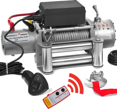 Produktbild von ROTFUCHS Elektrische Seilwinde 12v mit Funkfernbedienung – 5909 kg 13000 lbs, 6 PS Power Offroad 4x4 Motorwinde Bergewinde Forst Seilzug mit Stahlseil