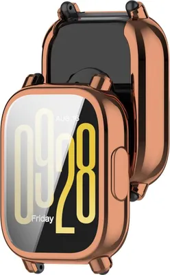 Produktbild von Bizon Case Watch Felipe Hülle mit Displayschutzfolie für Xiaomi Redmi Watch 5 Active, Roségold