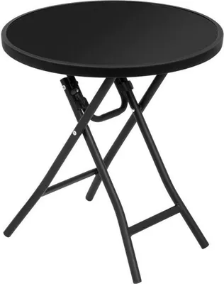 Produktbild von Runde Terrastafel aus Hartglas & Metall - schwarz - verstellbar