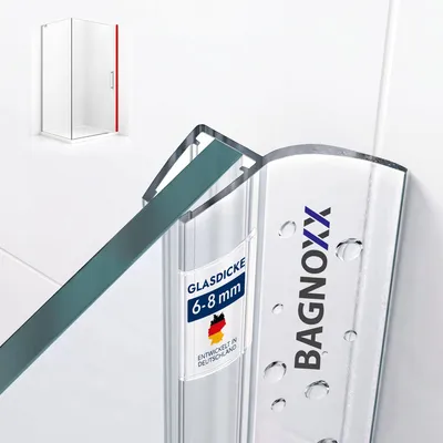 Produktbild von Bagnoxx Duschdichtung Spaltdichtung 2m, Wanddichtung für Duschkabine im Bad, 6mm Glasstärke, transparentes PVC Profil als Duschwand Dichtung, Abdichtung Dusche zwischen Wand und Glaselement