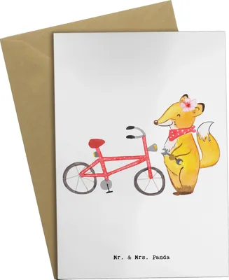 Produktbild von Mr. & Mrs. Panda Grußkarte Zweirad Mechanikerin Herz - Weiß - Geschenk, glückwunschkarten, weihnachtskarten, osterkarte, Klappkarte, einladungskarten