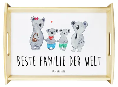 Produktbild von Mr. & Mrs. Panda serviertablett aus holz Koala Familie zwei - Weiß - Geschenk, Zusammen, Servier Tablett, Koalabär, Deko, sofatablett, Holztablett, Muttertag