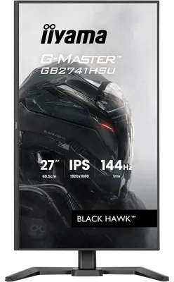 Produktbild von 27" IPS Gaming, G-Master Black Hawk, FreeSync, 1920x1080@144Hz, 300cd/m², HDMI, DisplayPort, 1ms (MPRT), Adaptive Sync, Speakers, USB 2x 2.0, Black Tuner, 15cm Height Adj. Stand