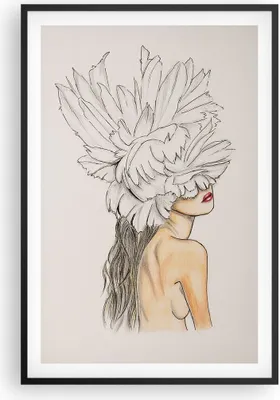 Produktbild von Gerahmtes Poster - Schwarzer Rahmen - Mode Frau Zeichnung - 61x91,5 cm - Wand Bild - Wanddeko - Wandbilder - Kunstposter - Wandposter - Bilderrahmen - Bilder - Kunstdruck - P2BPA61x91-4873