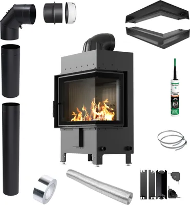Immagine prodotto di Caminetto KRATKI LUCY True 12kW Ø200 NERO Tubi Lufty con set di fori