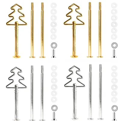 Etagère-Bausatz 4er-Set, 2-3 Etagen, Gold & Silber, Metallstangen